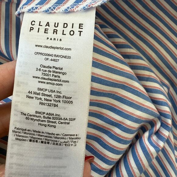 CLAUDIE PIERLOT Stripe Shirt Dress Cotton US 8 Long Sleeve NWT Parisian - Picture 7 of 10